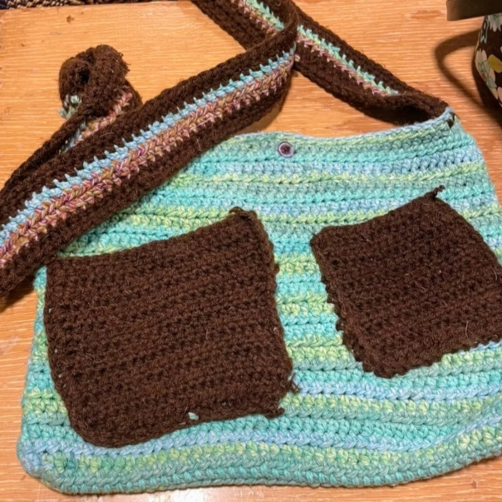 Crocheted crossbody boho purse
